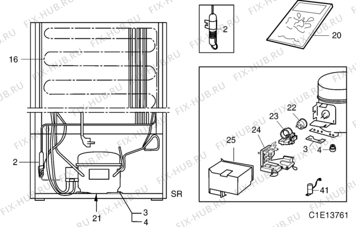 Взрыв-схема холодильника Electrolux EU7511C - Схема узла C10 Cold, users manual