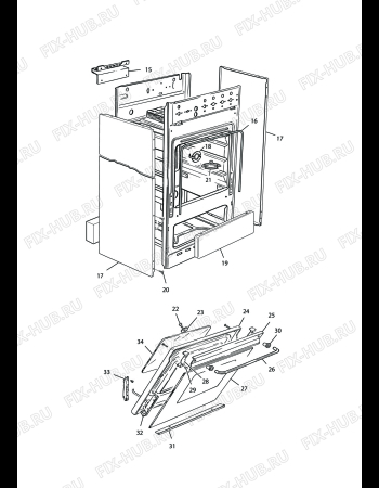 Взрыв-схема плиты (духовки) DELONGHI PGC 554 GN S I - Схема узла 2