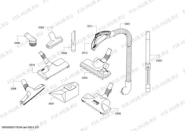 Схема №2 ZVC502HTRU с изображением Щетка для электропылесоса Zelmer 11001832