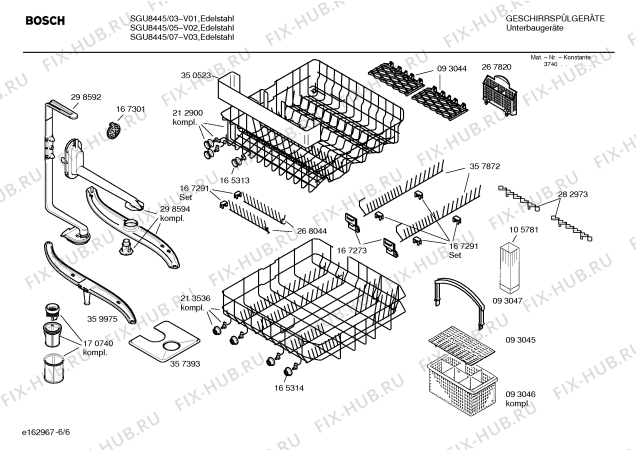 Взрыв-схема посудомоечной машины Bosch SGU8445 EXCLUSIV - Схема узла 06