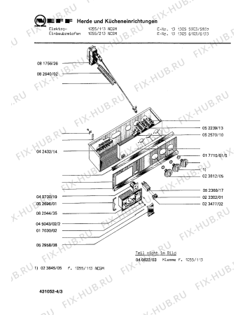 Взрыв-схема плиты (духовки) Neff 1313055903 1055/113NCSM - Схема узла 03