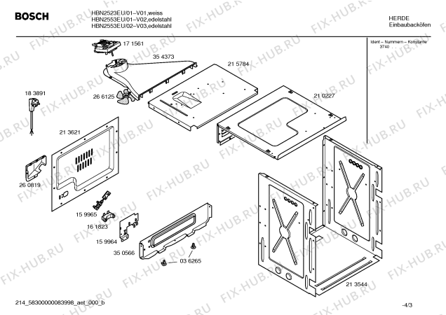 Схема №3 HBN2563EU HBN2563eu/01 с изображением Инструкция по эксплуатации для плиты (духовки) Bosch 00528717