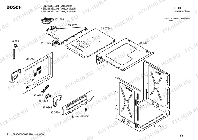 Взрыв-схема плиты (духовки) Bosch HBN2553EU - Схема узла 03