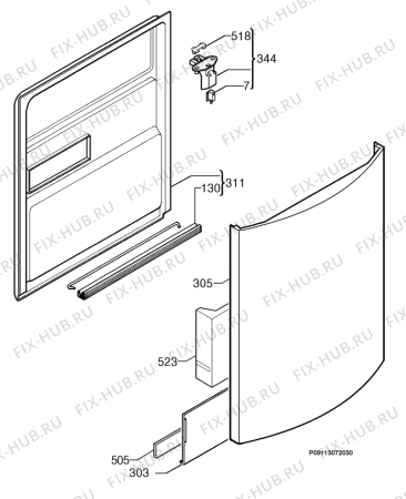 Взрыв-схема посудомоечной машины Aeg Electrolux F45005M - Схема узла Door 003