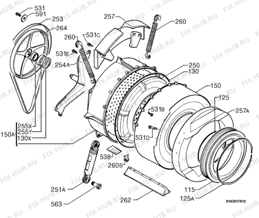 Взрыв-схема стиральной машины Rex Electrolux RK500 - Схема узла Functional parts 267