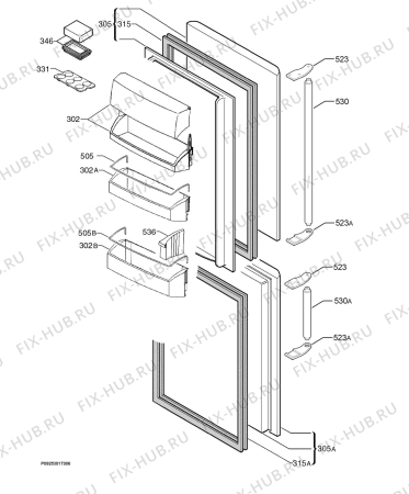 Взрыв-схема холодильника Aeg Electrolux S70348KG - Схема узла Door 003
