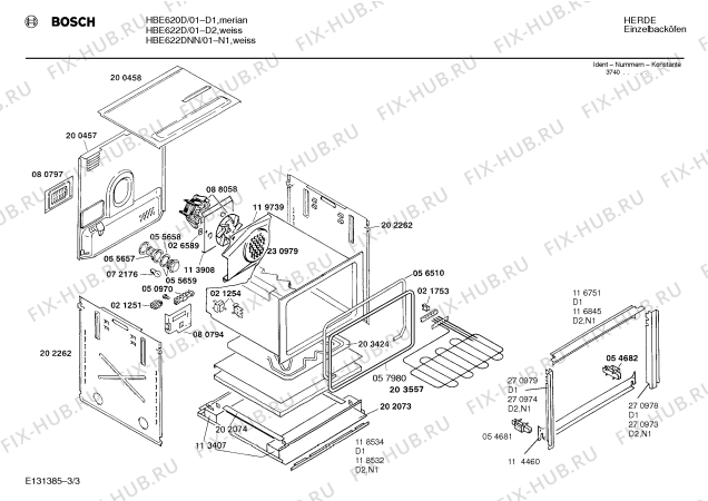 Взрыв-схема плиты (духовки) Bosch HBE622D - Схема узла 03