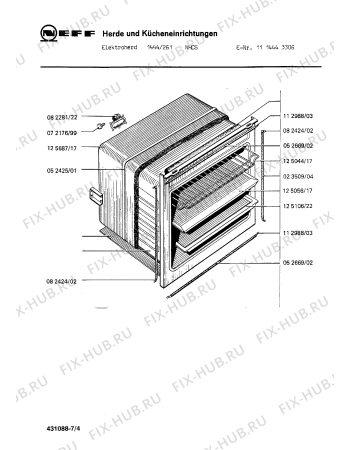 Взрыв-схема плиты (духовки) Neff 1114443306 1444/261NHCS - Схема узла 04
