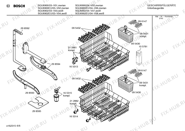 Взрыв-схема посудомоечной машины Bosch SGU6900EU - Схема узла 06