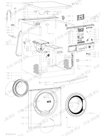 Схема №1 AWO 8848 с изображением Модуль (плата) для стиральной машины Whirlpool 481010751955