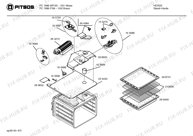 Схема №3 PC7686WP с изображением Ручка конфорки для электропечи Bosch 00169278