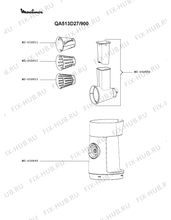 Взрыв-схема кухонного комбайна Moulinex QA513D27/900 - Схема узла MP006007.0P4