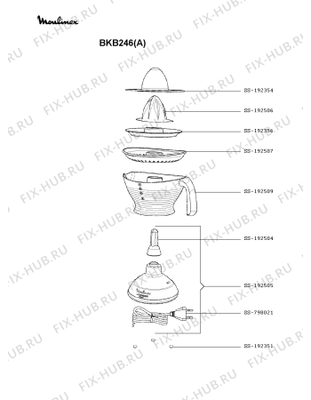 Схема №1 BKB246(A) с изображением Моторчик для соковыжималки Moulinex SS-192505