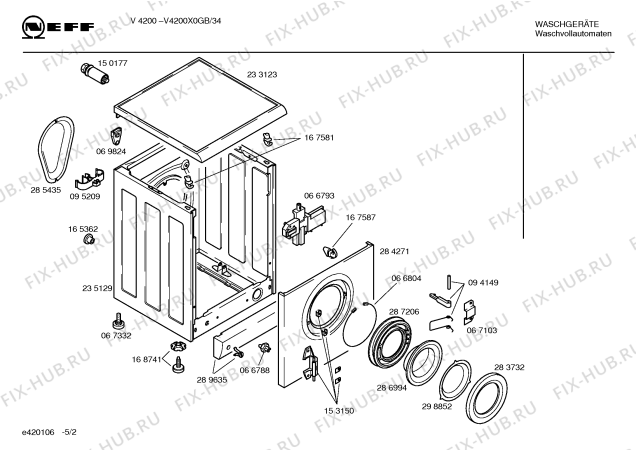 Схема №4 V4200X0GB NEFF V4200 с изображением Таблица программ для стиралки Bosch 00172412