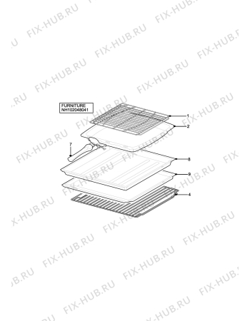 Взрыв-схема плиты (духовки) Aeg D4100-1MEX - Схема узла H10 Furniture