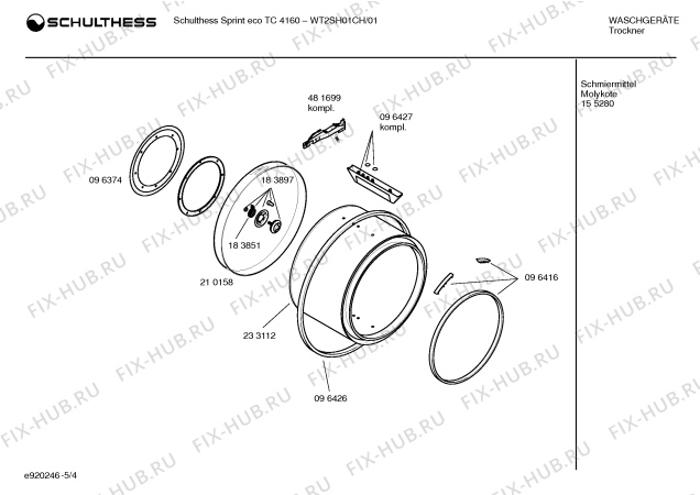 Взрыв-схема сушильной машины Schulthess WT2SH01CH Schulthess Spirit eco TC 1460 - Схема узла 04