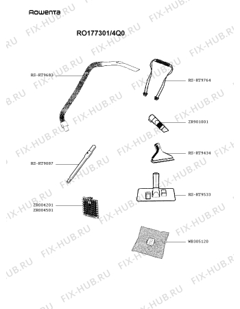 Взрыв-схема пылесоса Rowenta RO177301/4Q0 - Схема узла 4P003967.6P2