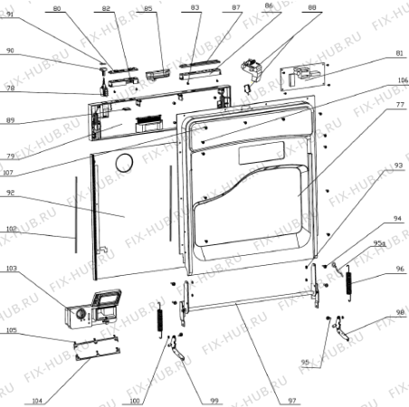 Схема №3 GSV655 (149984, WQP12-9319A) с изображением Дверца для посудомоечной машины Gorenje 152754