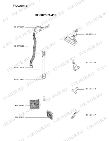 Взрыв-схема пылесоса Rowenta RO5825R1/410 - Схема узла YP004406.2P3