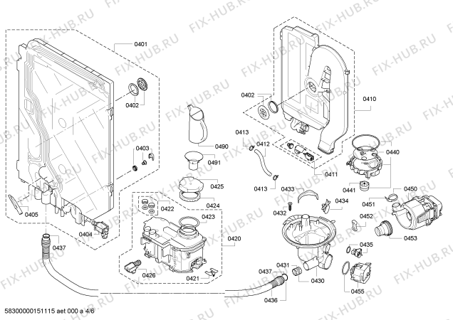 Взрыв-схема посудомоечной машины Siemens SN25M288EU - Схема узла 04