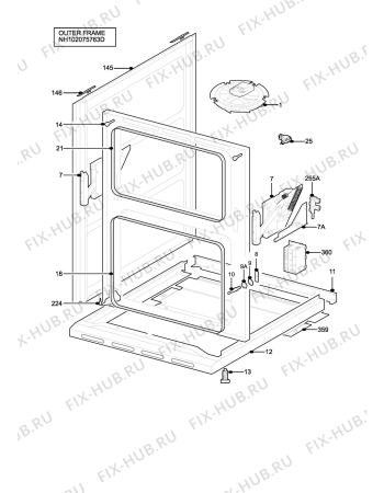 Взрыв-схема плиты (духовки) Electrolux EIKG6046WN - Схема узла H10 Outer Frame