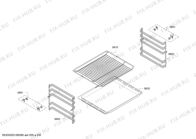 Взрыв-схема плиты (духовки) Bosch HBA20B250C Bosch - Схема узла 06