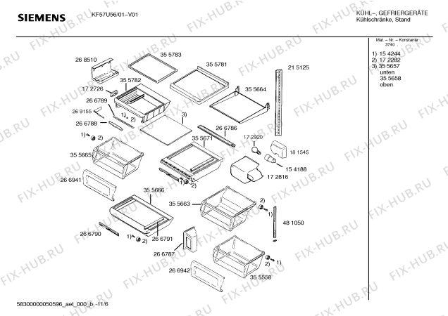 Взрыв-схема холодильника Siemens KF57U56 - Схема узла 07