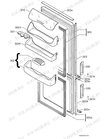 Взрыв-схема холодильника Zanussi ZK27/11VP5 - Схема узла Door 003
