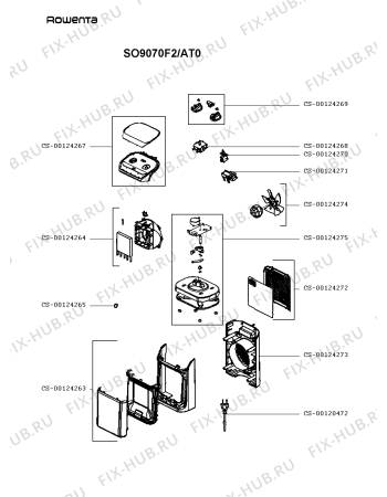 Схема №1 SO9070F2/AT0 с изображением Клавиша для электрообогревателя Rowenta CS-00124269
