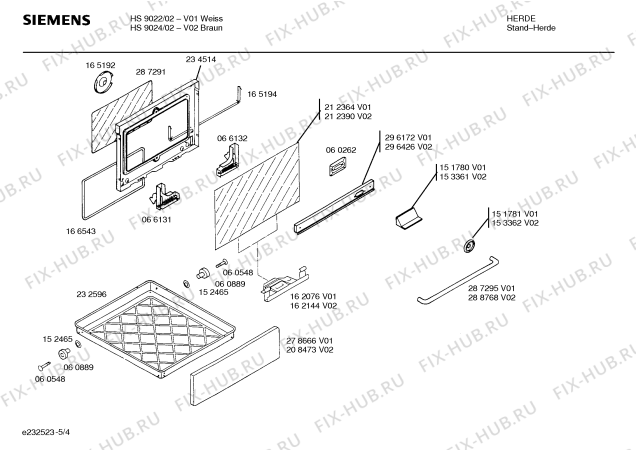 Взрыв-схема плиты (духовки) Siemens HS9022 - Схема узла 04