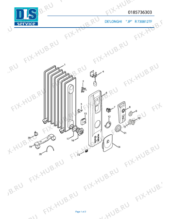 Схема №1 R 731015EF с изображением Фиксатор для электрообогревателя DELONGHI 5385006400
