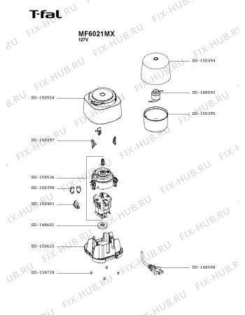 Схема №1 MF6021MX с изображением Элемент корпуса для блендера (миксера) Seb SS-150615