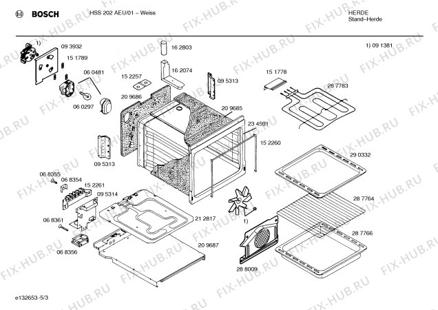 Взрыв-схема плиты (духовки) Bosch HSS202AEU - Схема узла 03