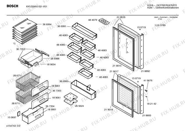 Схема №3 KKU334A1IE с изображением Вентиляционная решетка для холодильника Bosch 00261971