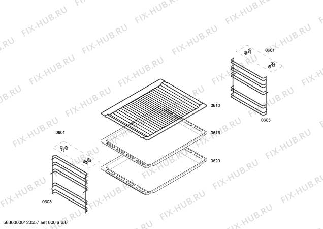 Взрыв-схема плиты (духовки) Siemens HB33R540 - Схема узла 06