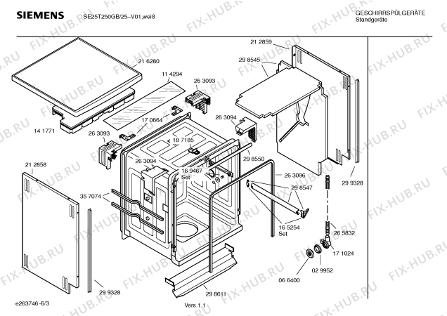 Взрыв-схема посудомоечной машины Siemens SE25T250GB - Схема узла 03