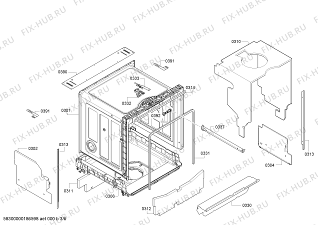 Взрыв-схема посудомоечной машины Bosch SMV53L90EU SilencePlus - Схема узла 03