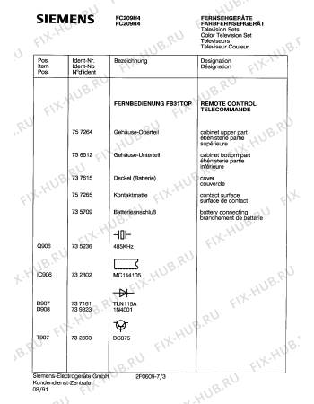 Схема №5 FC209R4 с изображением Инструкция по эксплуатации для жк-телевизора Siemens 00530789