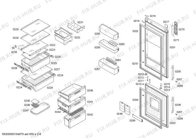 Схема №1 3KRB7616 с изображением Дверь морозильной камеры для холодильника Bosch 00687609