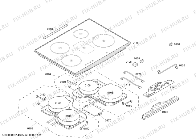 Схема №1 T4343N1 induccion neff tc inox 4i с изображением Уплотнитель для плиты (духовки) Siemens 00429487