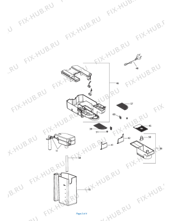 Схема №2 F 316.BK с изображением Корпусная деталь для электрокофеварки DELONGHI 5332288900