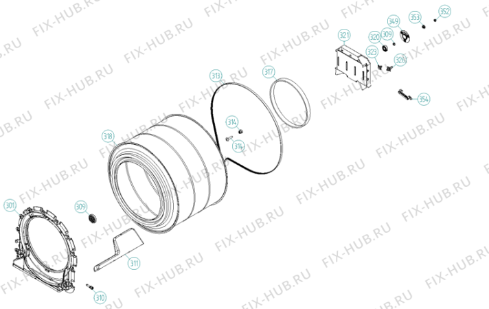 Взрыв-схема стиральной машины Asko T754C HR (369436, TD70.1) - Схема узла 03