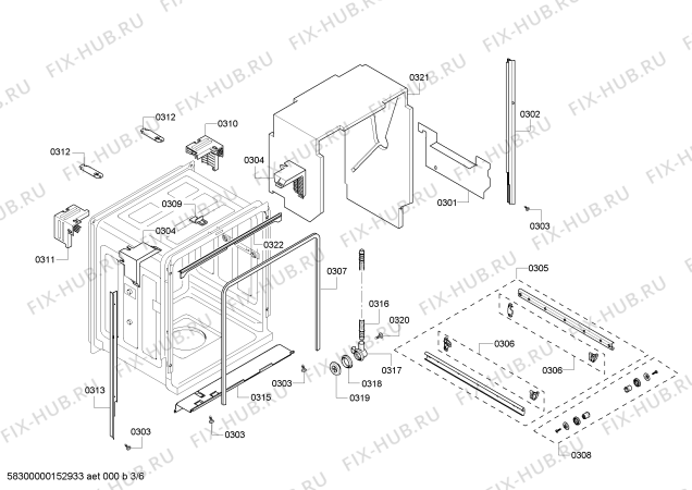 Схема №4 SHX43R56UC SilencePlus 48dB с изображением Набор кнопок для посудомойки Bosch 00617874