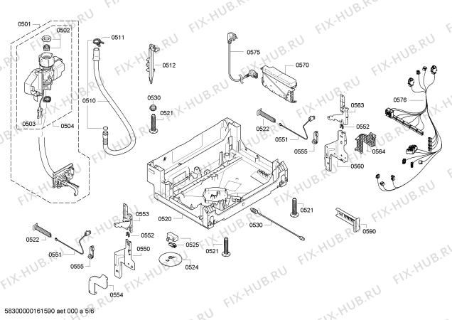 Взрыв-схема посудомоечной машины Siemens SN58M555DE Extraklasse festival - Схема узла 05