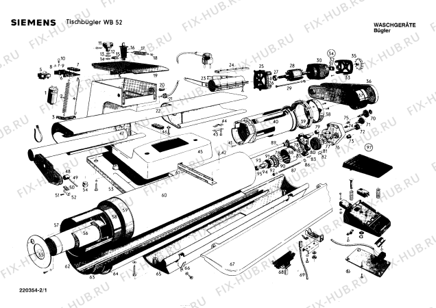 Схема №2 WB52 с изображением Накладка для гладильного станка Siemens 00190850