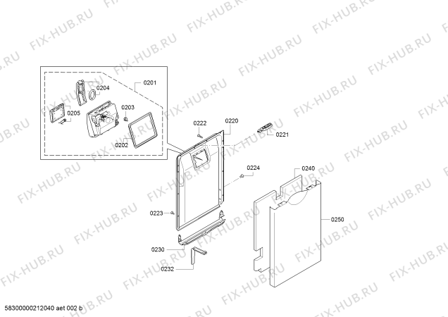 Взрыв-схема посудомоечной машины Bosch SPS66PW00E SuperSilence, Serie 6 - Схема узла 02