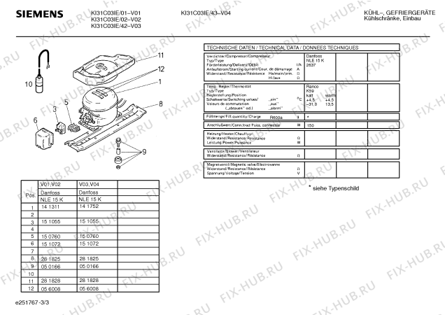 Взрыв-схема холодильника Siemens KI31C03IE - Схема узла 03