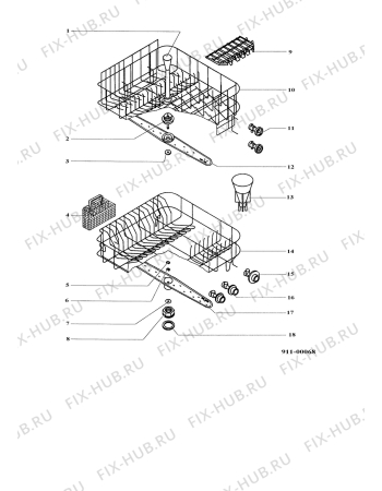 Взрыв-схема посудомоечной машины Electrolux ESI683 - Схема узла Baskets, tubes 061