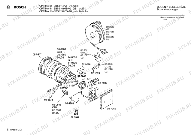 Взрыв-схема пылесоса Bosch BBS5112 OPTIMA 51 - Схема узла 02