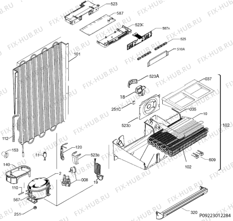 Взрыв-схема холодильника Aeg Electrolux A62000GNW0 - Схема узла Cooling system 017